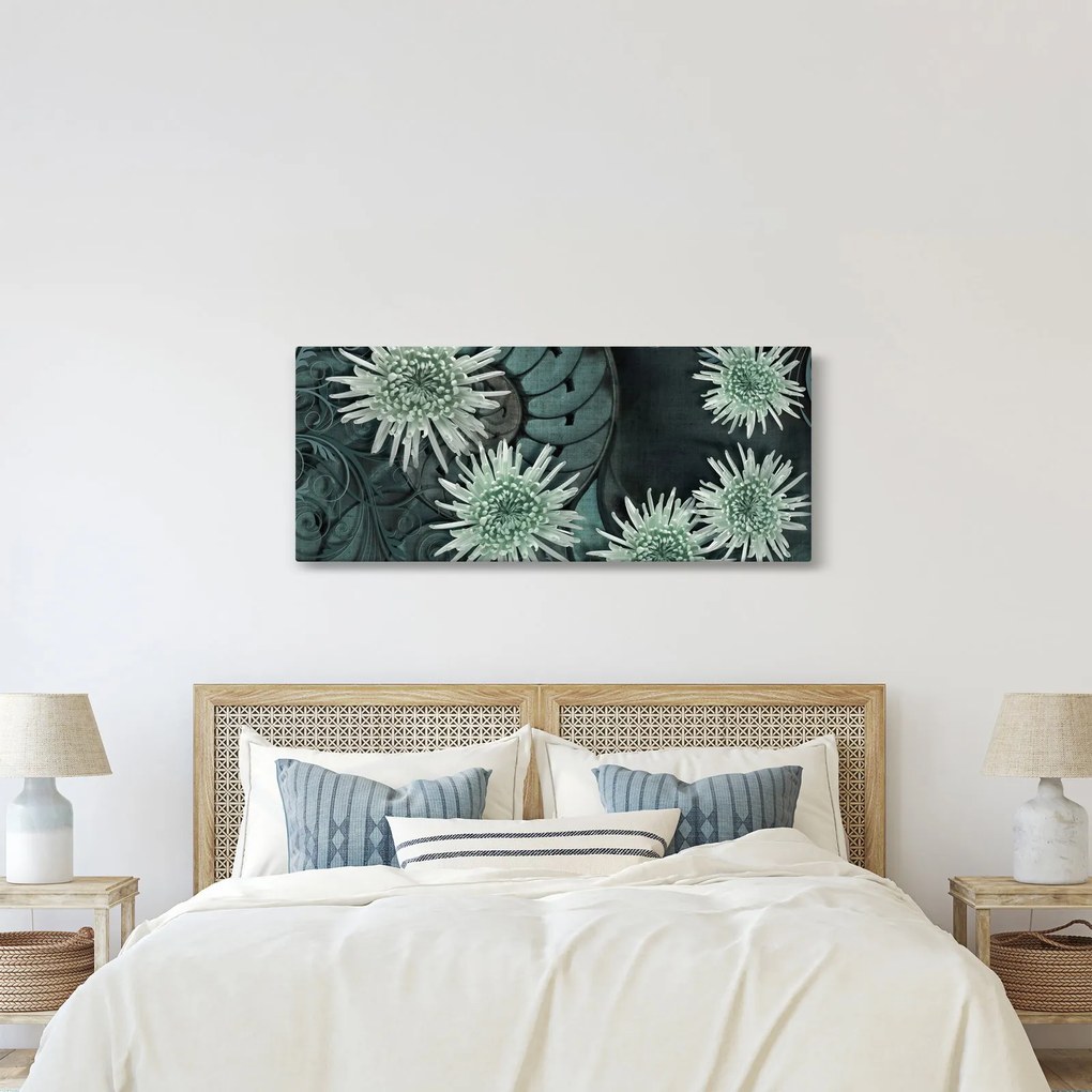 Kép - Zöld virágok (120x50 cm)