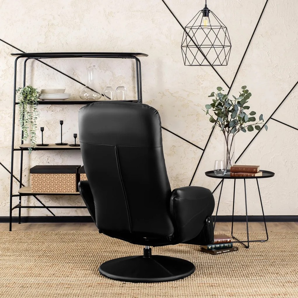 Modern Fotel Fekete Eco-bőr Kárpittal. TONY