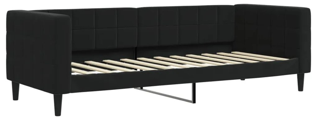 fekete kihúzható bársony heverő fiókkal 80 x 200 cm