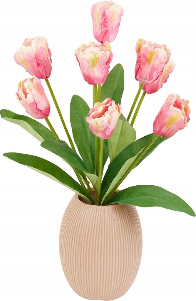 Tulipán művirág 44 cm dekoratív virág váza virágos Rózsaszín 9 Db
