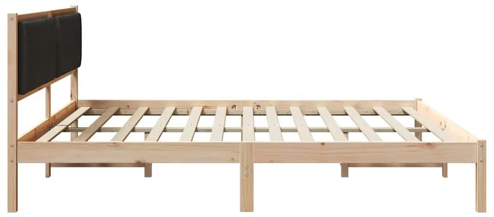 Ágykeret fejtámlával Fekete 200 x 200 cm Tömör fenyőfa