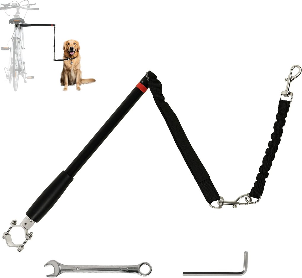 PawHut Kutya Biciklis Póráz - Könnyű Telepítés és Eltávolítás Biciklire, Kerékpározásra, Képzésre, Futásra, Fekete | Aosom