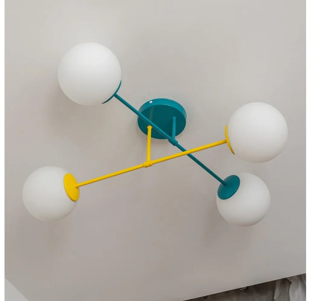 MOON felületre szerelhető csillár 4xE27/15W/230V türkiz/sárga