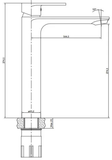 Cersanit S951-329 - Mosdócsap CREA 27,4 cm fényezett króm