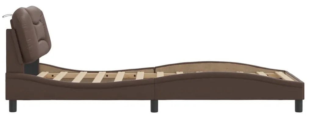 barna műbőr ágykeret fejtámlával 80 x 200 cm