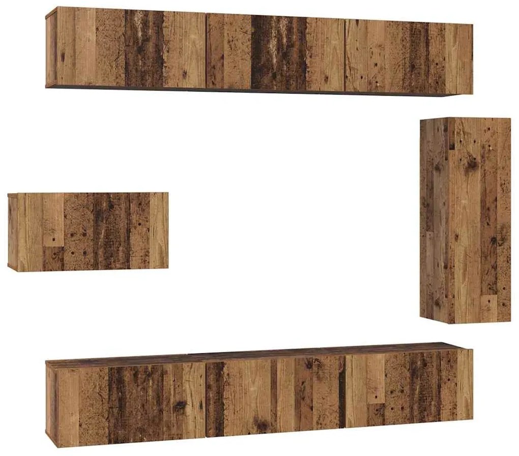 TV szekrény garnitúra 8 pcs Régi fa 30.5 x 30 x 90 cm Faanyag