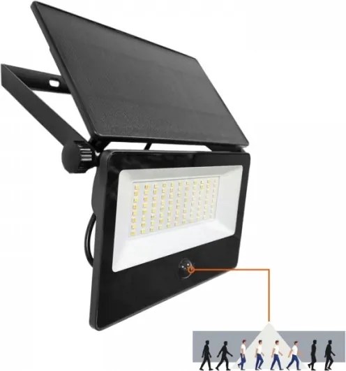 Napelemes LED reflektor érzékelővel NCS G2 LED/30W/3,7V 3000/4000/6500K IP54 5200 mAh