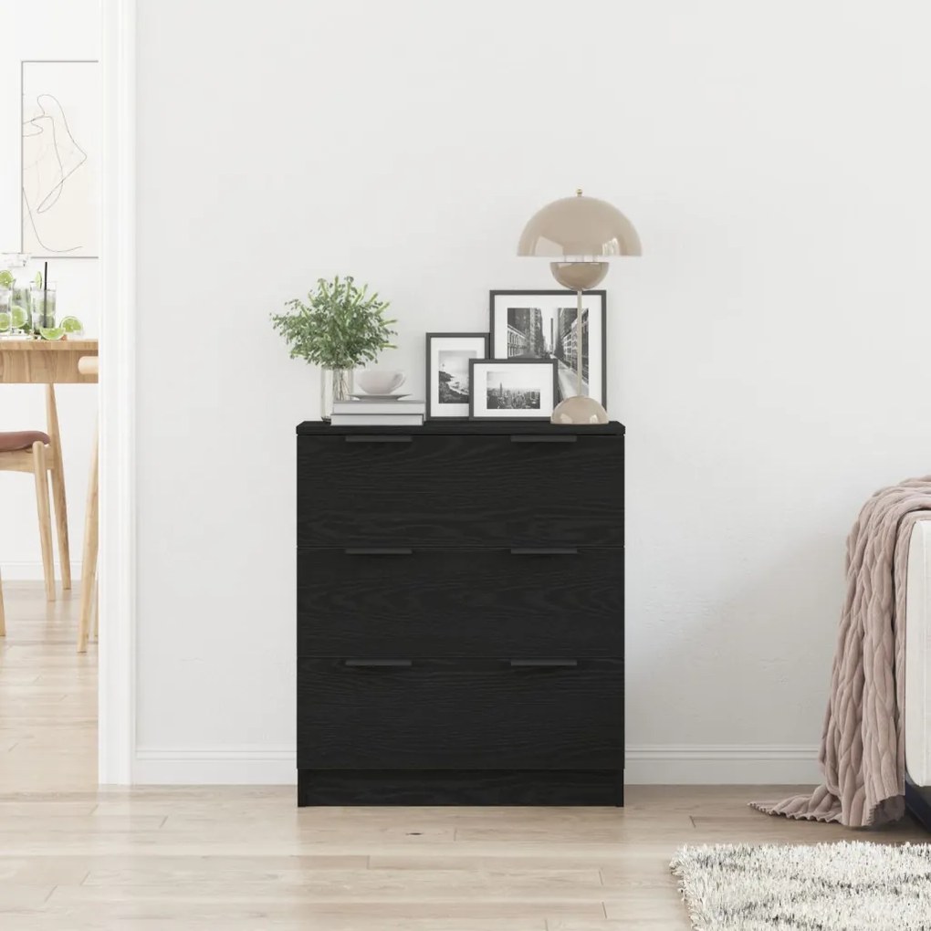 Fekete Tölgy Konyhai Szekrény 60x30x70 cm Műanyag Fa