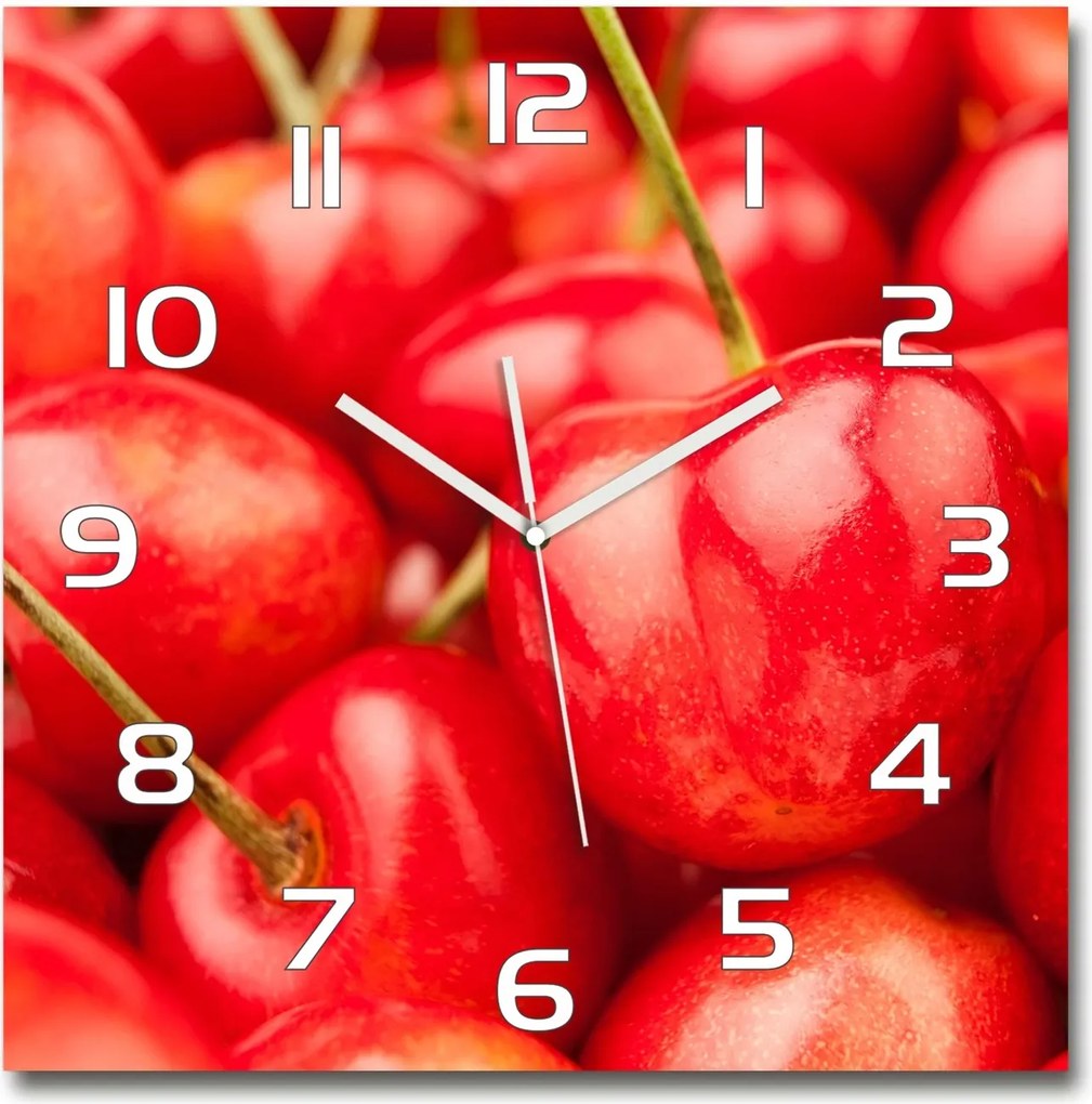 Nagy négyzet alakú üveg falióra Cseresznye 60x60