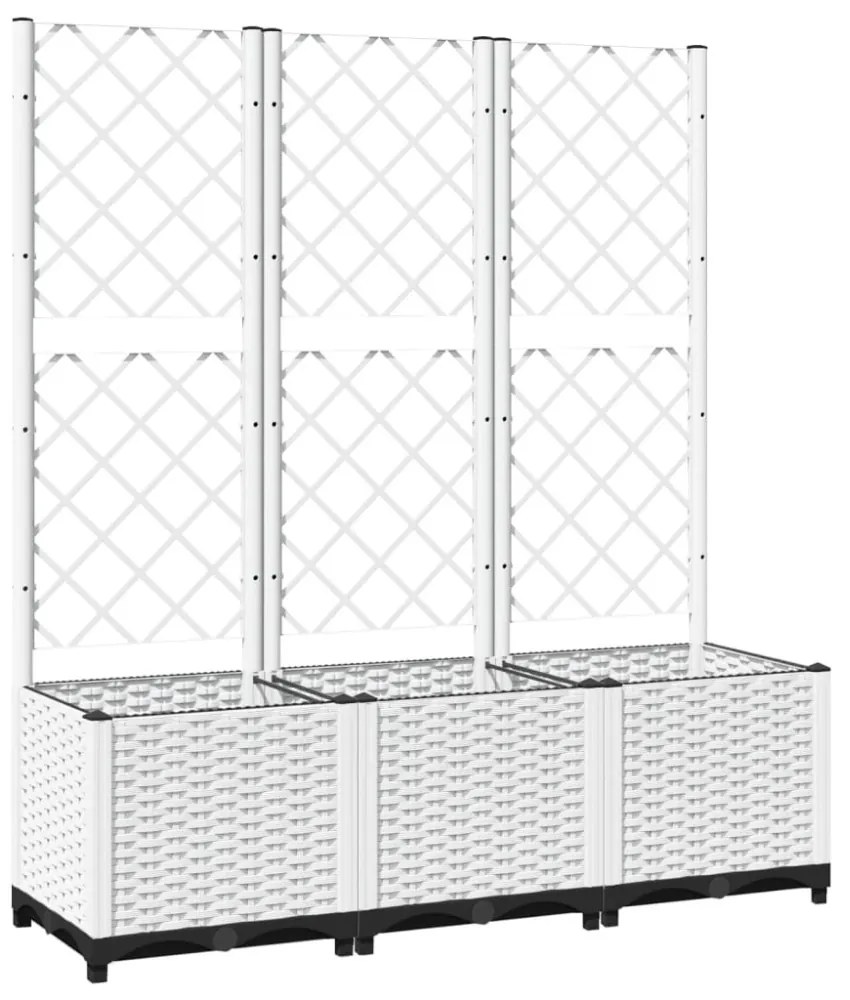 fehér polipropilén rácsos kerti ültetőláda 120 x 40 x 136 cm