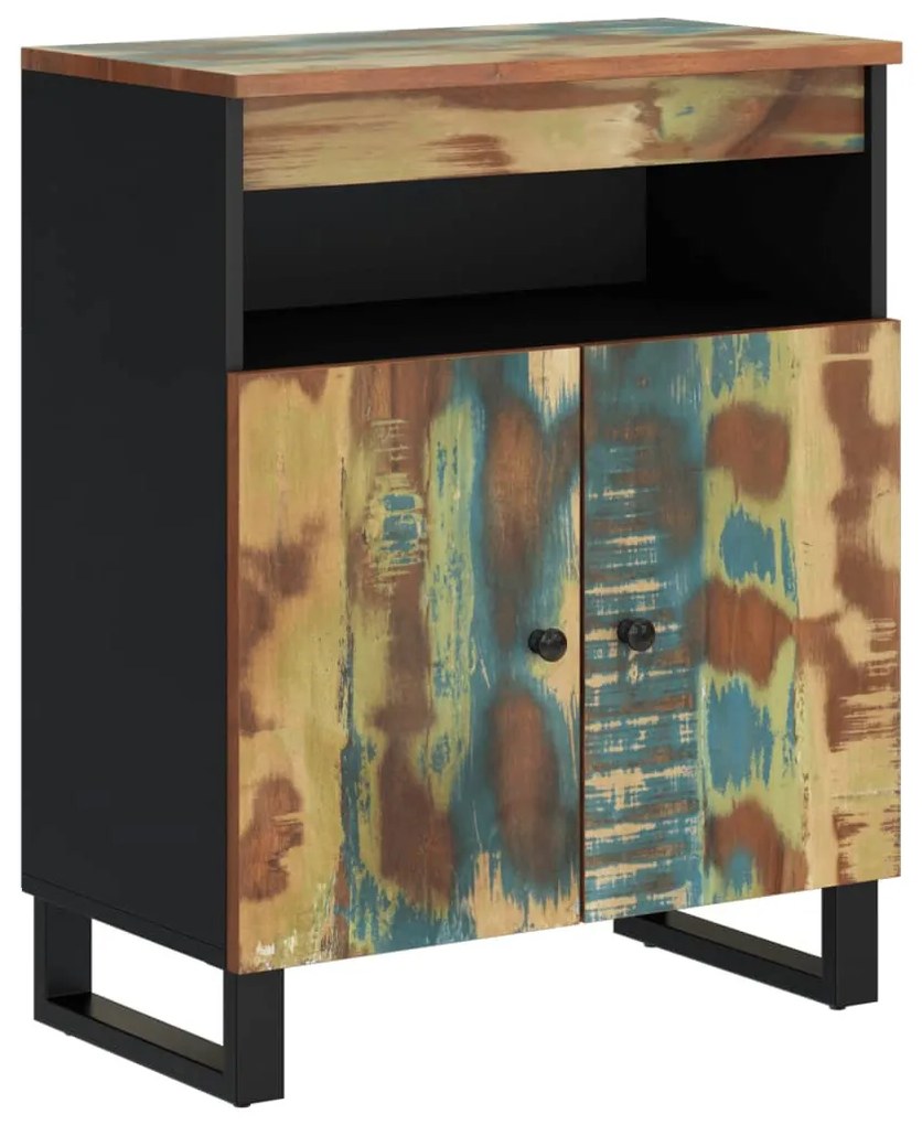 tömör 2-ajtós újrahasznosított fa tálalószekrény 60x33x75 cm