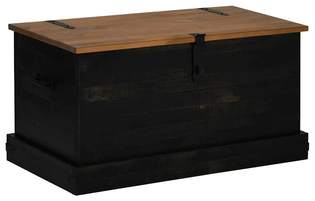 fekete tömör fenyőfa HALDEN tárolószekrény 91x48x47 cm