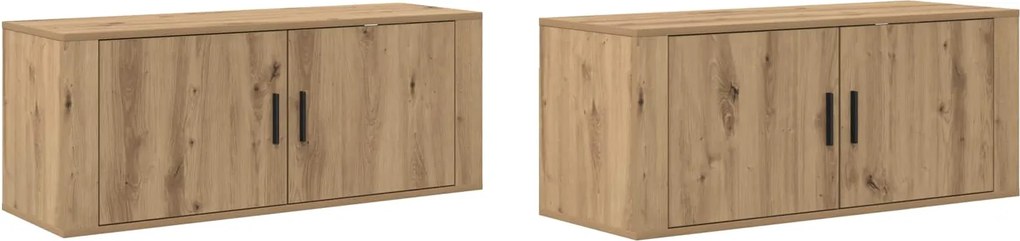 vidaXL Fali TV szekrény szett 2 pcs Artisan tölgy 100 x 34,5 x 40 cm