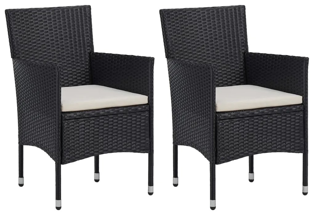 vidaXL 2 db fekete polyrattan kerti étkezőszék