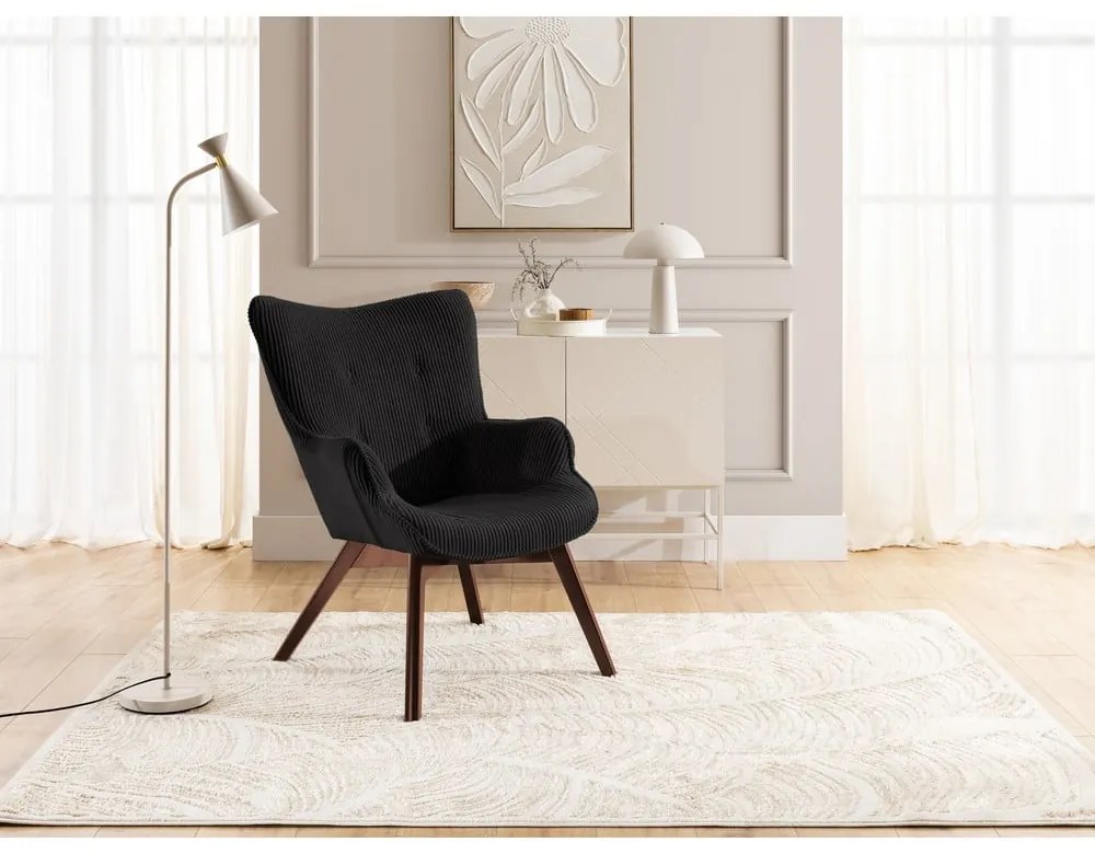 Fekete kordbársony fotel Niko – Ropez