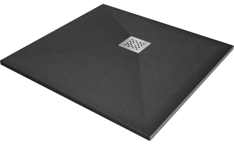 Mexen Stone+ négyzet kompozit zuhanytálca 90 x 90 cm, Antracitszürke - 44719090