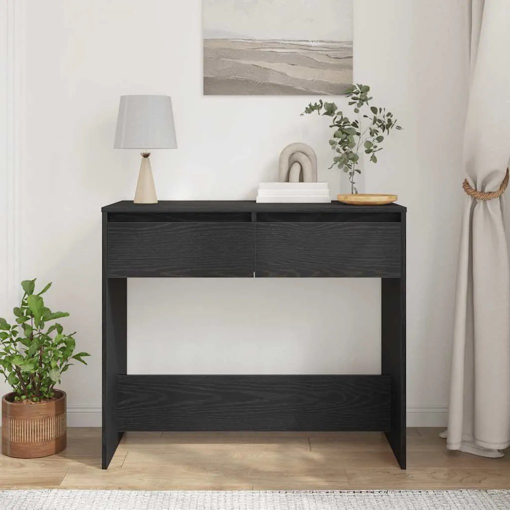 fekete tölgyszínű szerelt fa dohányzóasztal 89x41x76,5 cm