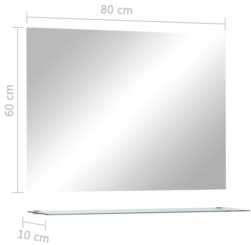 edzett üveg falitükör polccal 80 x 60 cm