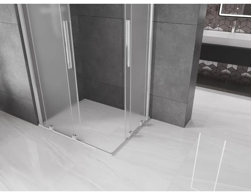 Mexen Velar Duo, zuhanykabin tolóajtóval 90 x 80 cm, 8 mm-es matt üveg, króm, 871-090-080-32-01