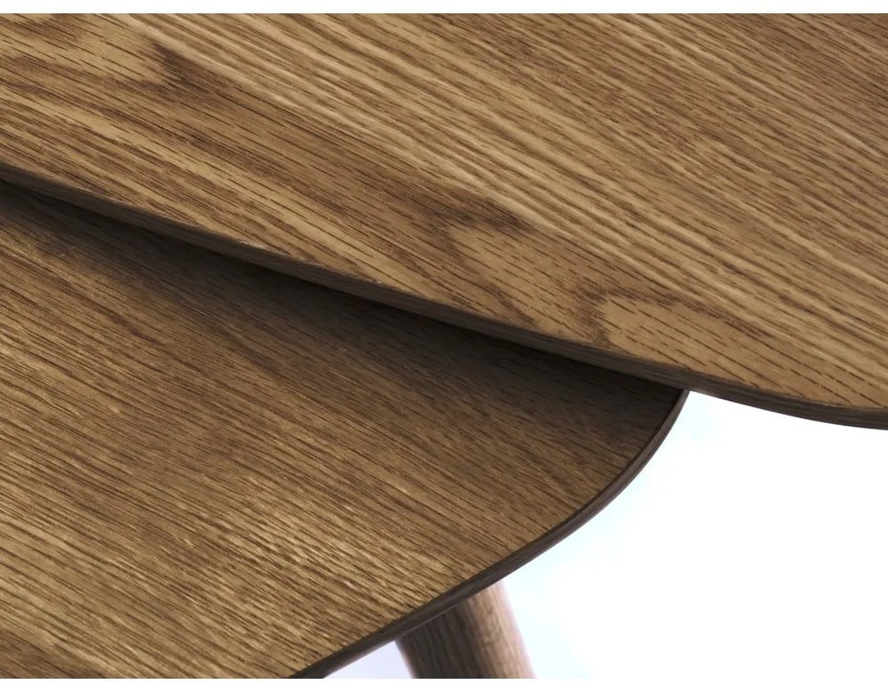 Barna dohányzóasztal szett tölgyfa dekorral 2 db-os 70x100 cm Adda – Unique Furniture