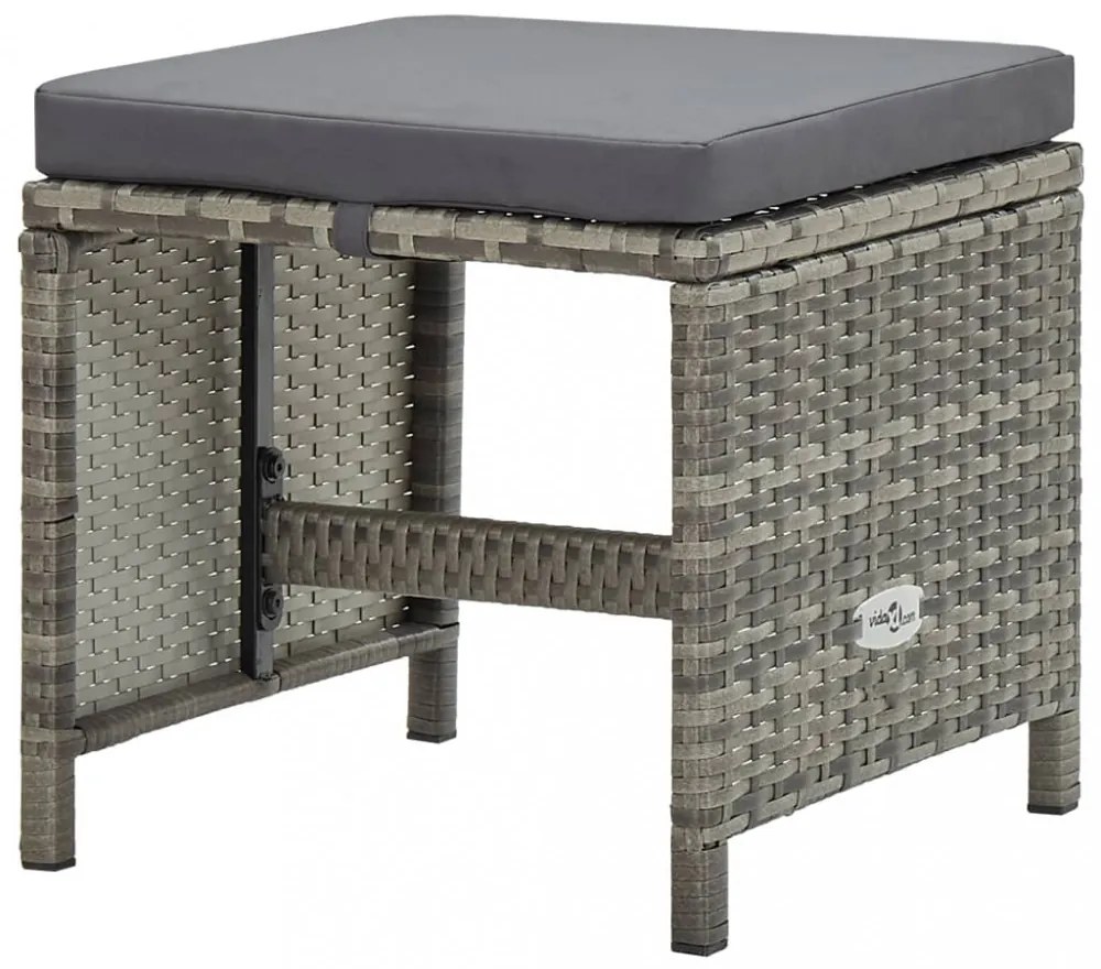 11 részes szürke polyrattan kültéri étkezőszett párnákkal