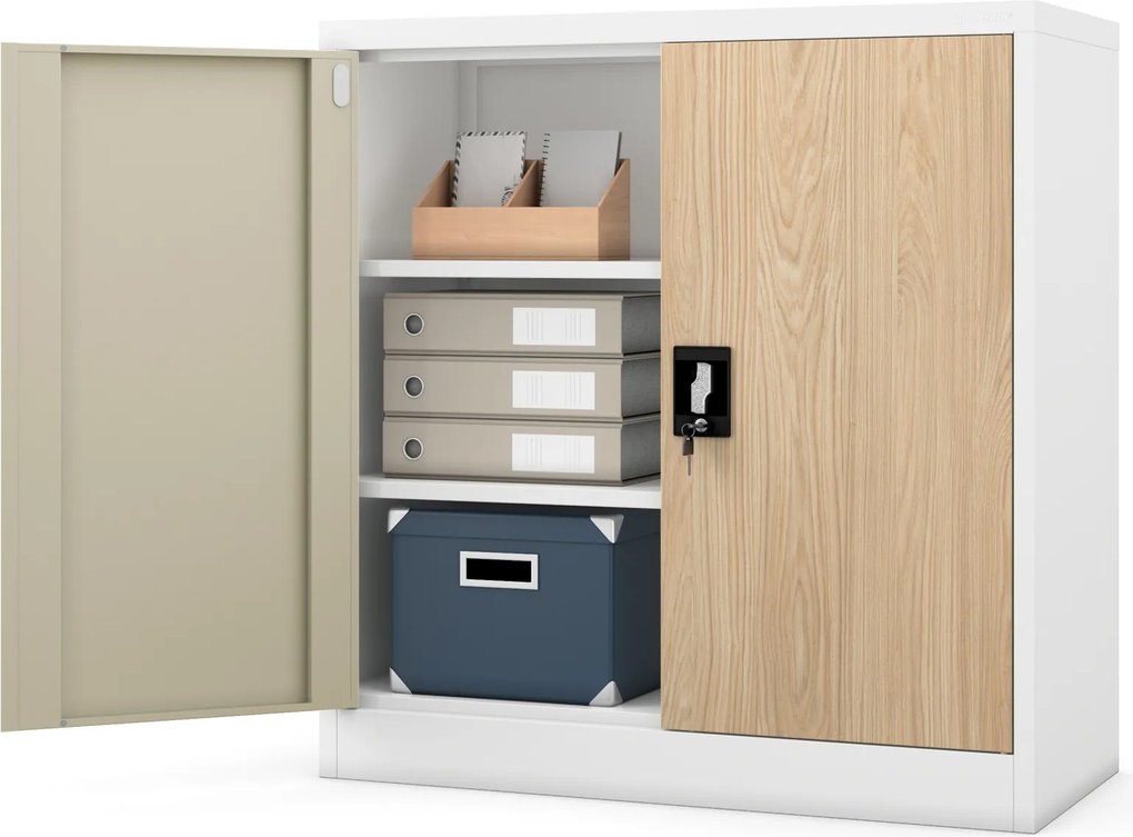 Alacsony személyi aktaszekrény, fehér/sonoma tölgy, 900x930x400 mm: BEATA Eco Design