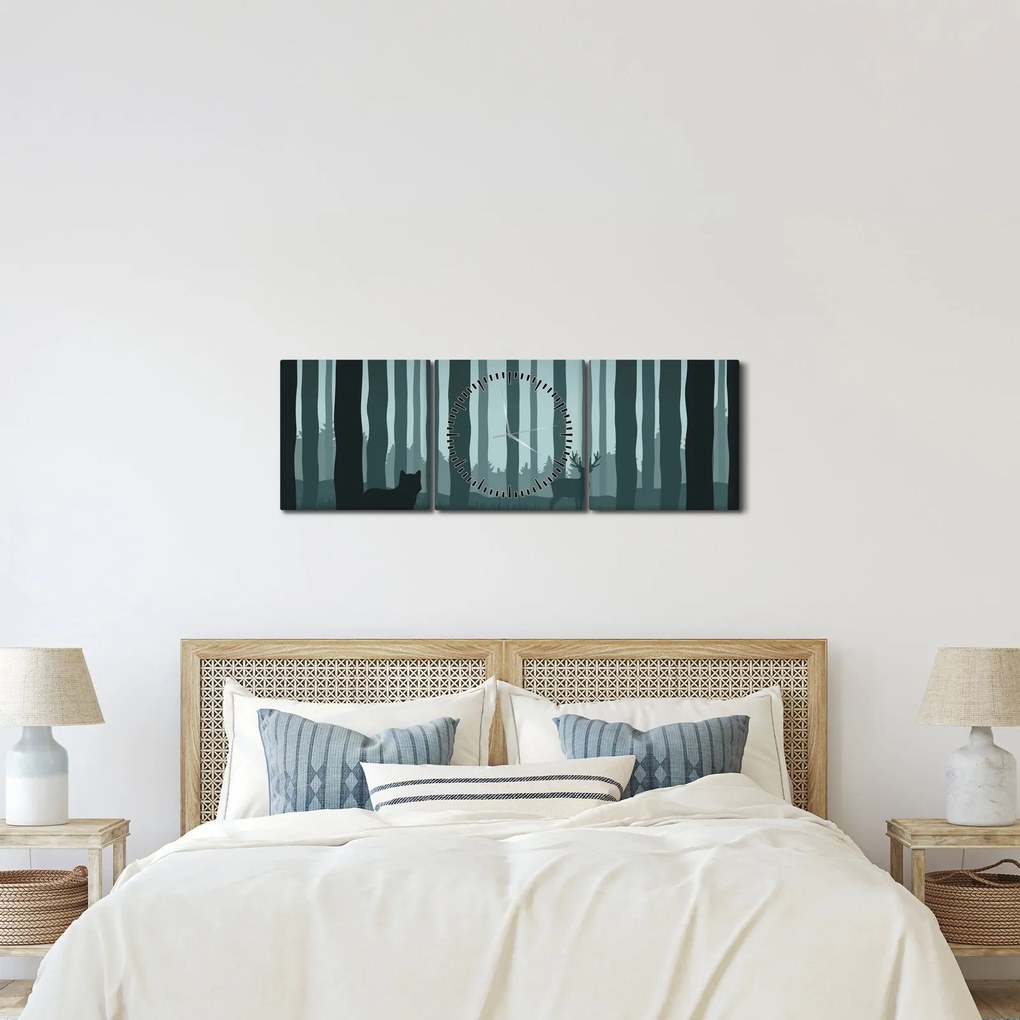 Kép - Szarvas farkassal a sziklák között (órával) (90x30 cm)