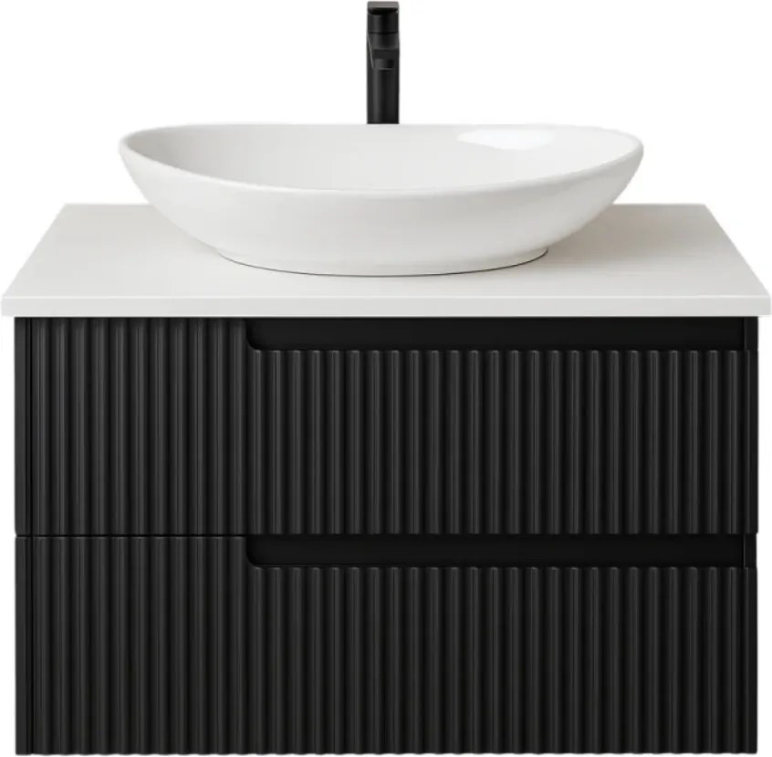 Piramida EURIDIKA fali fürdőszobabútor - mosdópult mosdó nélkül -2 fiókos - PINO FEKETE - 75 x 48 x 53 cm