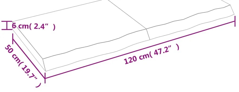 világosbarna kezelt tömör tölgyfa asztallap 120x50x(2-6) cm