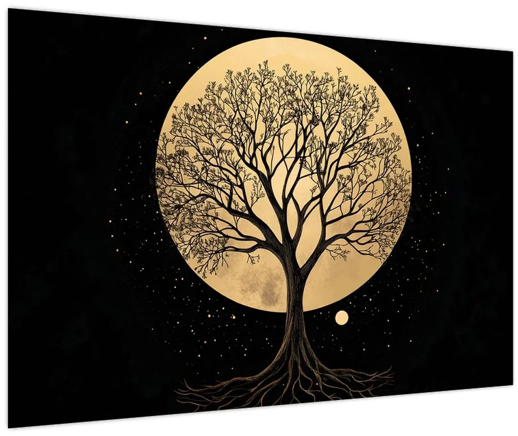 Kép – Fa arany teliholdban I. (90x60 cm)