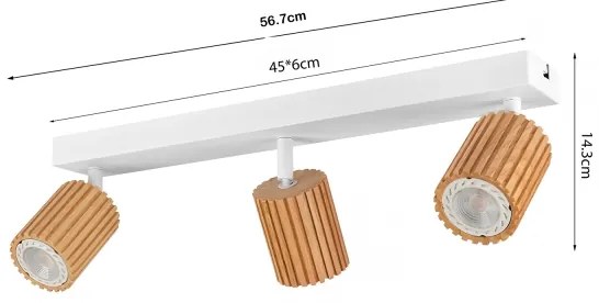 Brilagi - Spotlámpa MODERN WOOD 3xGU10/8W/230V fa/fehér