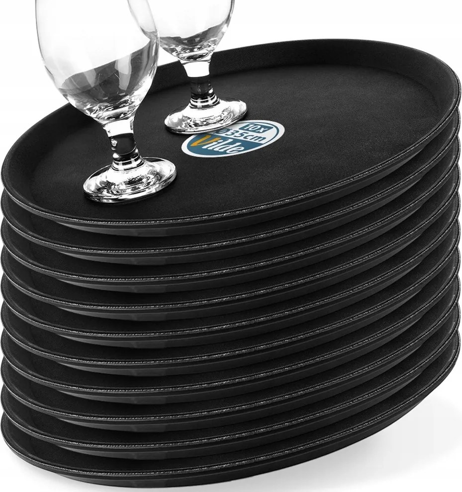 10 db Csúszásgátló pincértálca éttermi használatra, kerek, 35 cm