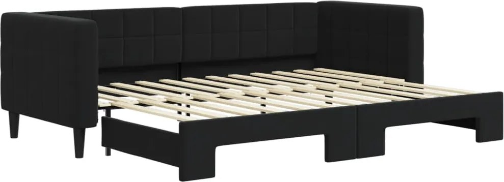 vidaXL fekete kihúzható bársony heverő 80 x 200 cm