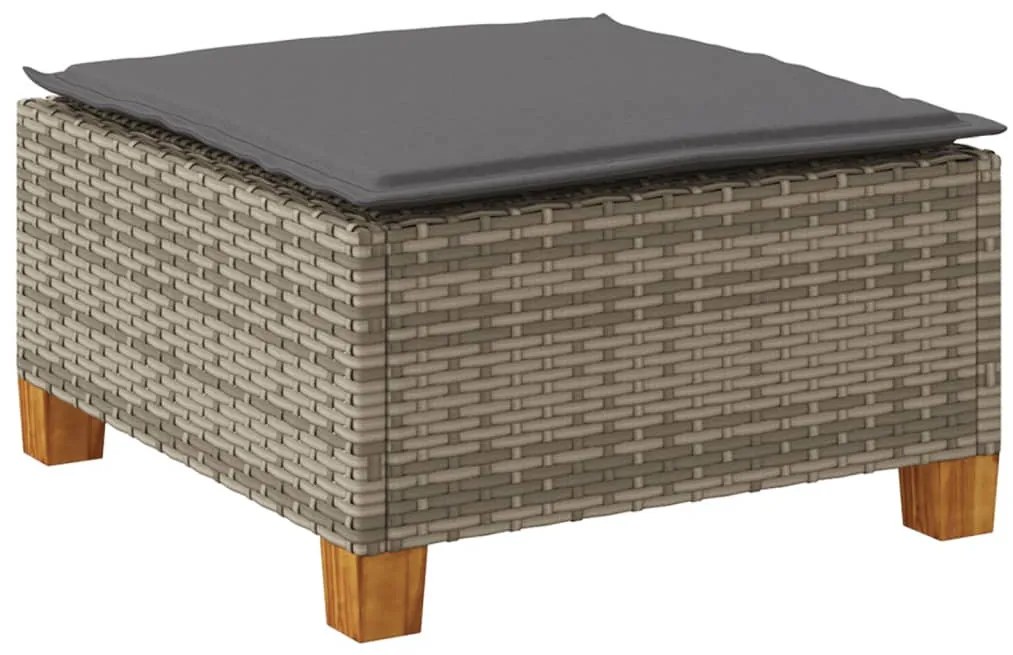 szürke polyrattan kerti ülőke párnával 63,5 x 56 x 32 cm
