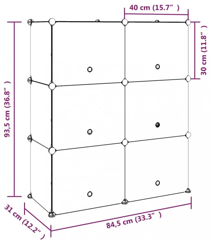 fekete polipropilén cipőtartó 84,5 x 31 x 93,5 cm