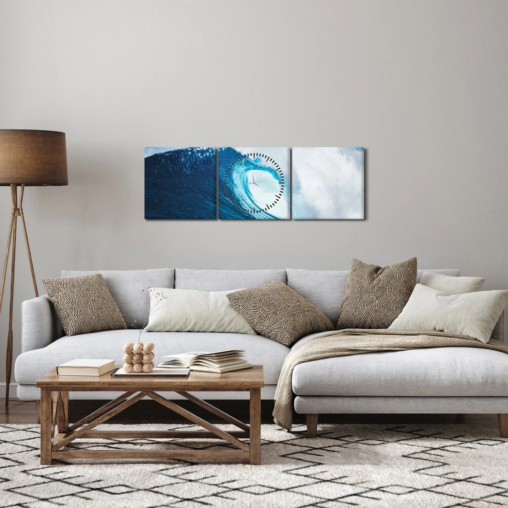 Kép - Óceáni hullám (órával) (90x30 cm)