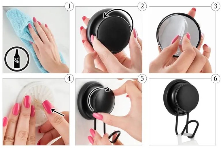 Erga Gavi, fürdőszobai polc, fürdőszobai kosár tapadókorongon 32x10x8 cm, fekete matt, ERG-YKA-CH.GAVI-KPL-BLK