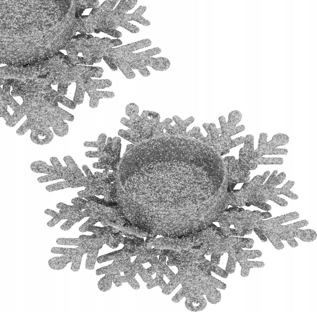 Karácsonyi Gyertyatartó Tealight Ezüst Csillámos Glamour Csillámos 12 cm