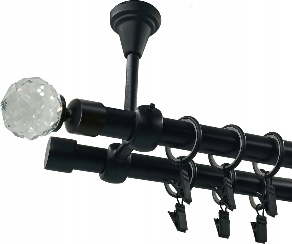 Mennyezeti Függönykarnis Fekete Matt 19+19mm Crystal 180cm