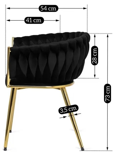 Elegáns Fekete Bársony Étkezőszék CAPRI