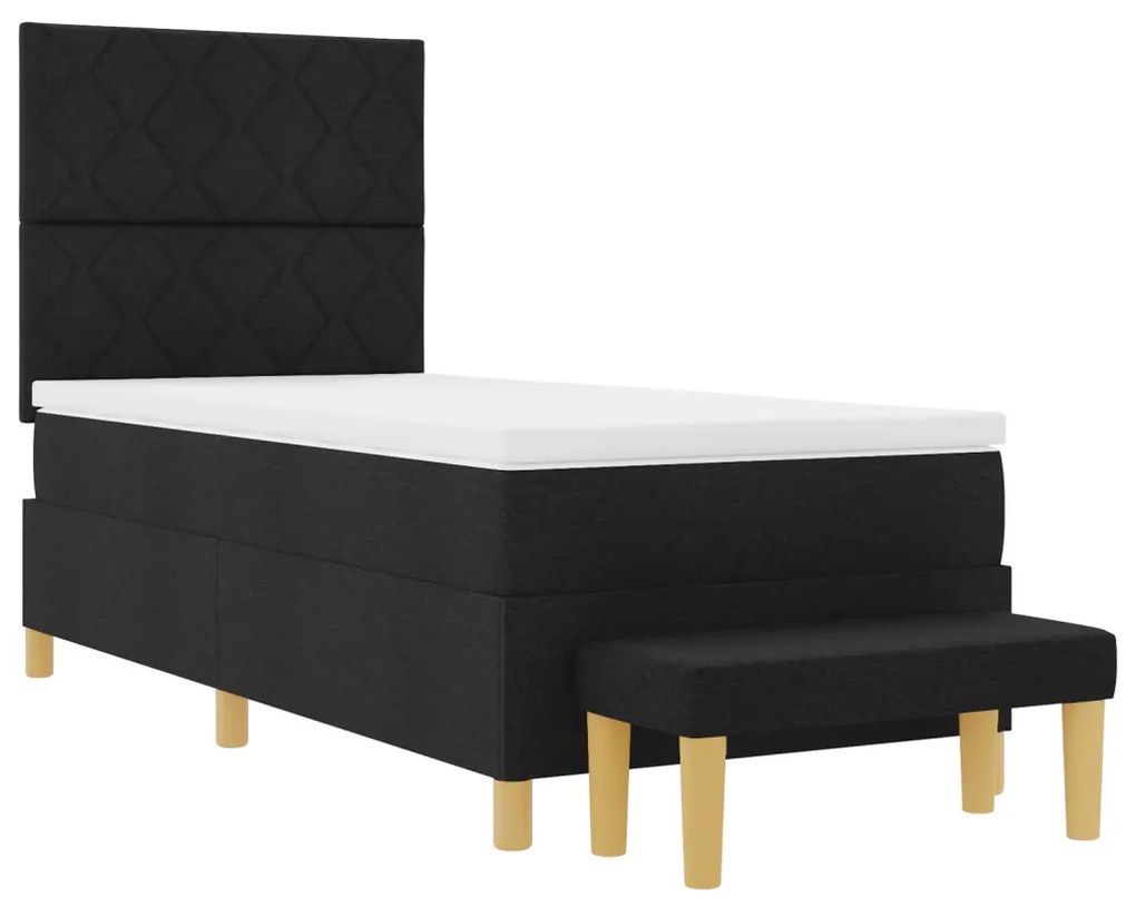 Box Ágytakaró Matraccal és Pad Fekete 100x200 cm Szövet