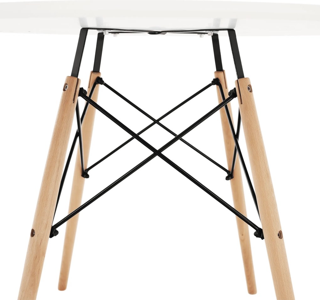 Étkezőasztal, fehér/bükk, átmérő 90 cm, GAMIN 2 NEW 90