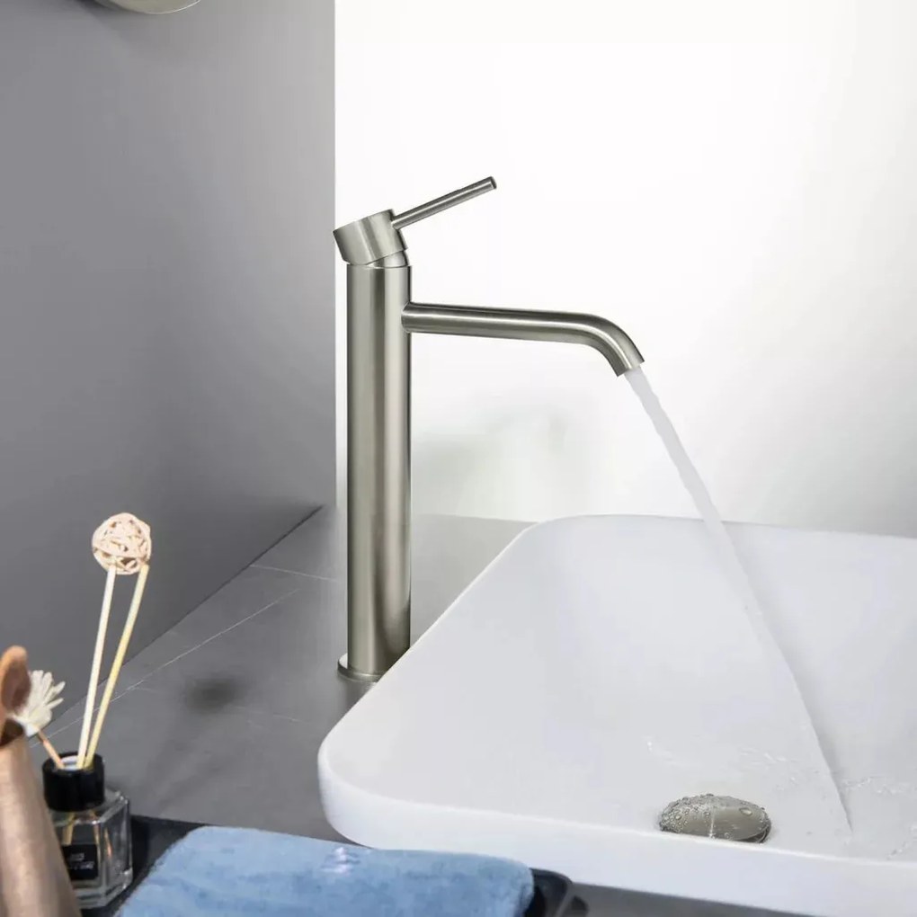 AREZZO design ASTRO magasított mosdócsaptelep, szálcsiszolt nikkel