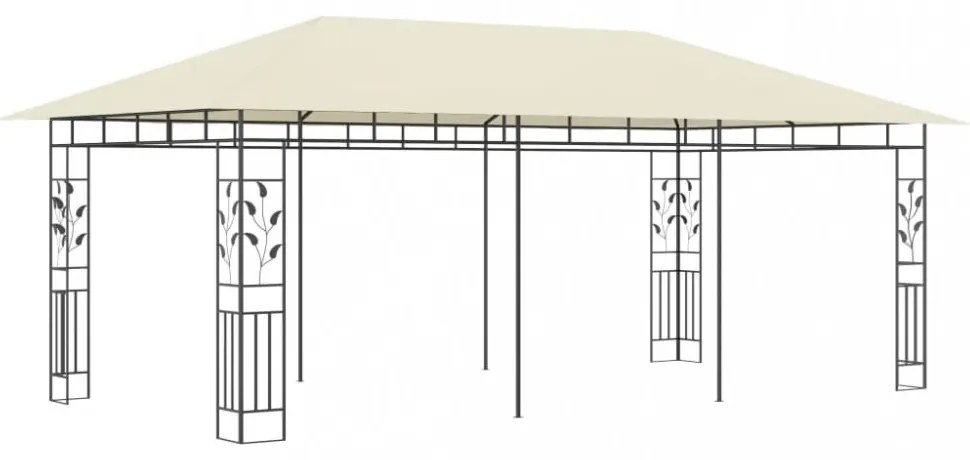 krémszínű pavilon szúnyoghálóval 6 x 3 x 2,73 m