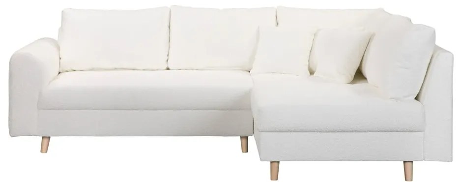 Fehér buklé sarokkanapé (jobb oldali) Ariella – Ropez
