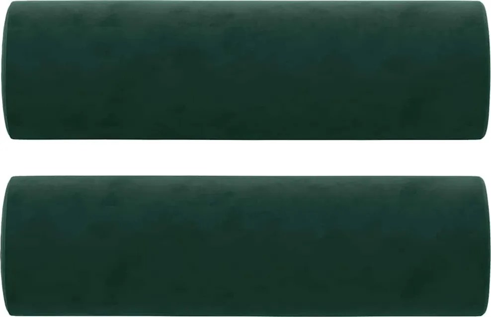 vidaXL 2 db sötétzöld bársony díszpárna Ø15x50 cm