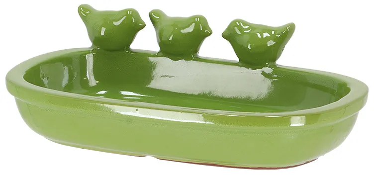 Kerámia madáritató és etető tál, 29 cm, zöld