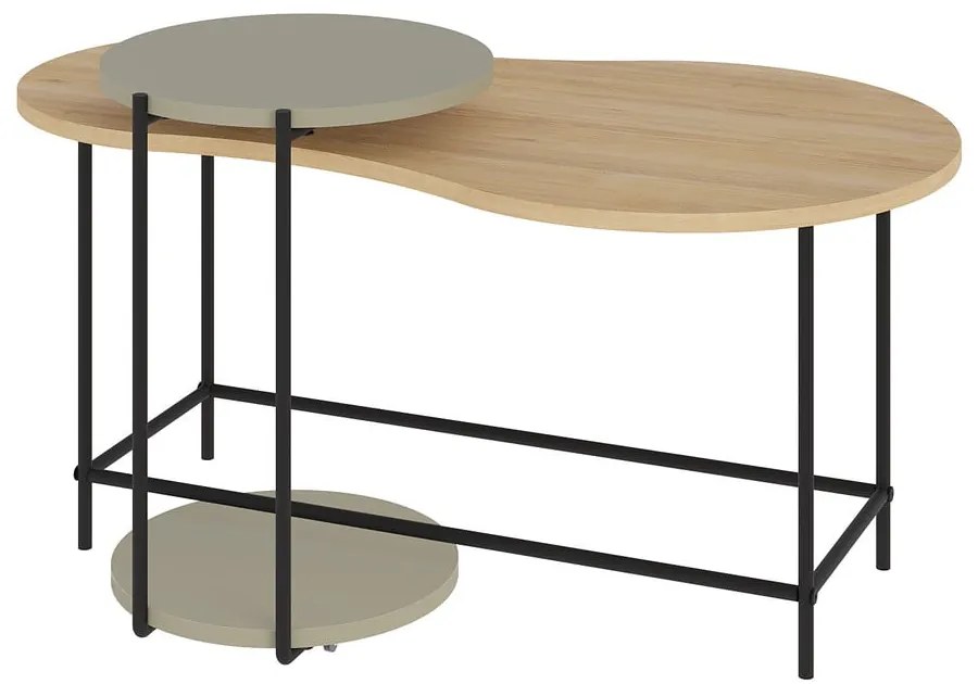 Dohányzóasztal szett tölgyfa dekoros asztallappal, 2 db-os 65x103 cm Rosie – Marckeric