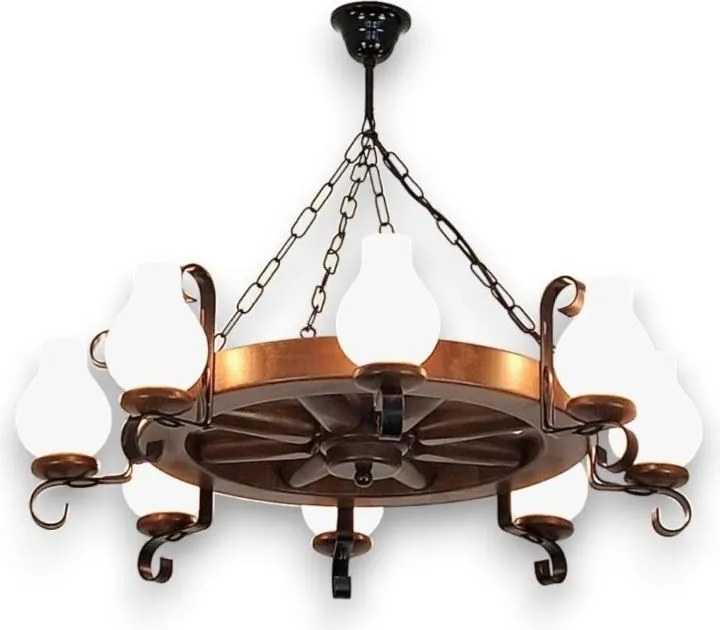 Brilagi - Láncra szerelt ROATA csillár 8xE14/40W/230V, átmérő 70 cm, bükk/dió