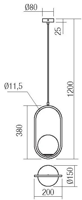Matt arany függeszték NIVA Redo-01-2624
